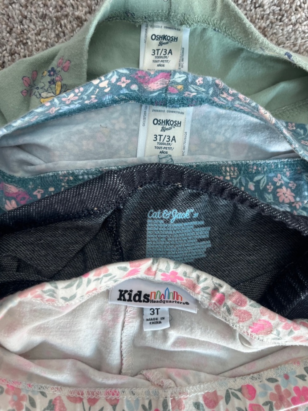 3T Leggings Bundle - OshKosh Cat & Jack Kids HQ - Picture 12 of 12